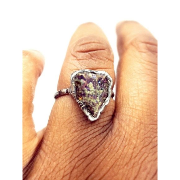 Chalcopyrite crystal Ring handmade gothic metalwork - Picture 11 of 12